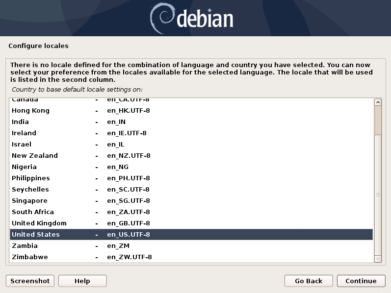 Configure locales